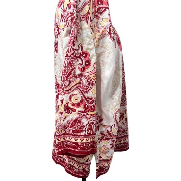 JM Collection Paisley Print Linen Tunic β Red/Tan Boho Blouse β Size M β EUC - Picture 5 of 14